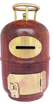 

Whopperonline Wooden Handmade Wooden Money Bank In Cylinder/Round Shape With Handle Piggy Bank Inlay Work Coin Storage Bank, A Piggy Bank Makes Elegant 5.5 Inch Coin Bank(Multicolor)