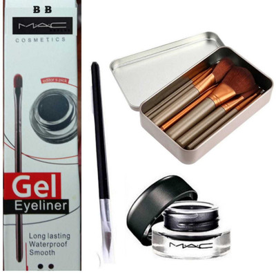 

BB MAC Gel eyeliner with long lasting water or smooth & professional makeup brush (set of 12). (combo set of 2)(Set of 2)