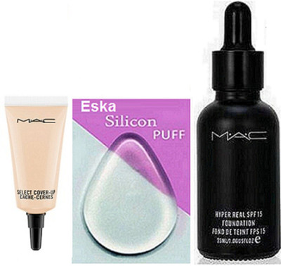 

eska Silicon Puff , Mac Hyper Real foundation, Select Cover Up(Set of 3)
