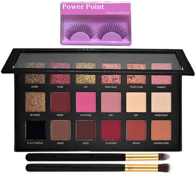 

POWER POINT Eyelashes, Eyeshadow Palette With 2 Make Up Brush(Set of 4)