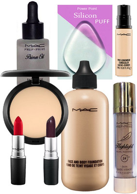 

power point Slicon Puff&Mac Studio Fix Compact&Mac Face&Body Foundation&Mac Pro Long Wear Concealer&Lipstick Pack Of 2&Mac HIghlight&Mac Prep+Preime Oil(Set of 8)