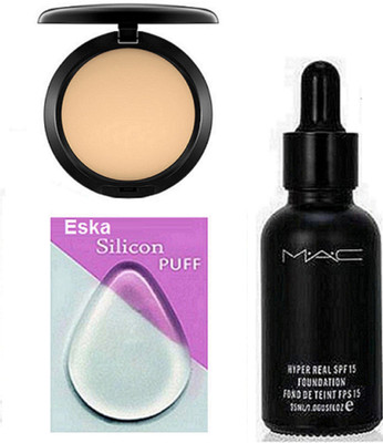 

eska Sponge Puff , Mac Hyper Real foundation & Compact(Set of 3)