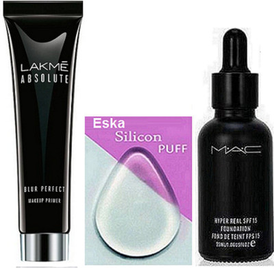 

eska Sponge Puff , Mac Hyper Real foundation & Lakme Absolute Blur Prefect Primer(Set of 3)