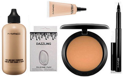 

Dazzling Silicon Puff & Face And Body Foundation & Compect & Pen Eyeliner & Select Cover-Up(Set of 5)