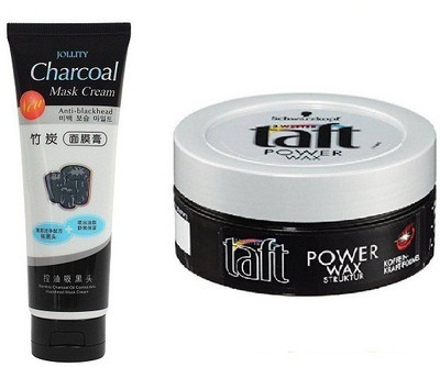 

jollity Charcoal Mask And Schwarzkopf Taft Power Wax(Set of 2)