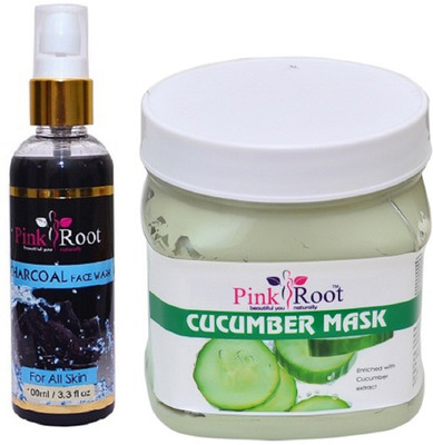 

Pink Root Charcoal Face Wash 100ml WITH Cucumber Mask 500ml(Set of 2)