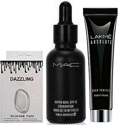 DAZZLING Silicon Puff & Hyper Real Foundation & Primer(Set of 3)