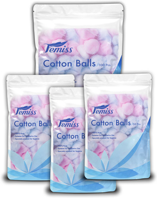 

femiss cotton balls-100 pieces & 50 pieces (pack of 3)(Pack of 50)