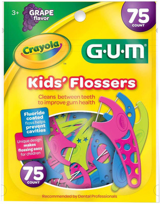 GUM Kids' Flosser, 75 Count, Grape Flavor(Pack of 75)