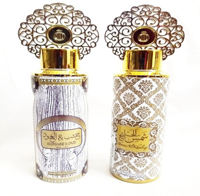 

ARABIYAT KHASHAB AND OUD WHITE AND SHAMS AL KHALEEJ Perfume Body Spray - For Men & Women(400 ml, Pack of 2)