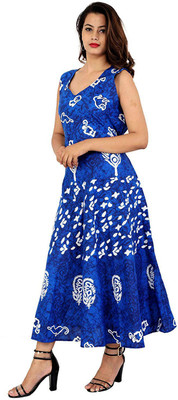 SILVER ORGANISATION Women Maxi Blue Full Length Dress