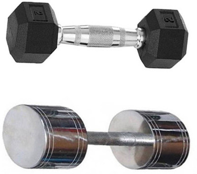 

ROYAL SPORTS BEST QUALITY 5 KG STEEL DUMBBELL + 5 KG HEX DUMBBELL PACK OF 1 PC EACH Fixed Weight Dumbbell(10 kg)