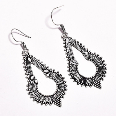 Tamraka 4 Pairs in Pack Handcrafted unique shaped lightweight statement earrings crafted with brass.Silver Oxdized Plated Brass Drops & Danglers