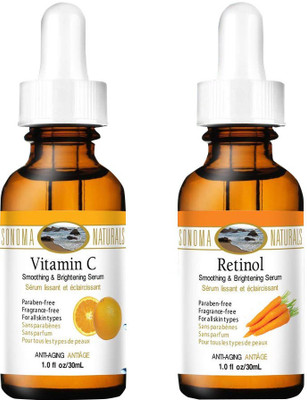 

Sonoma Naturals Day & Night (Vitamin C/Retinol) Serum Set for Face, 2 oz|Anti Aging & Anti Wrinkle|Pore Minimizer|Skin Brightening & Firming|Dark Spot Corrector|Boosts Collagen|Anti Oxidant Rich(30 ml)