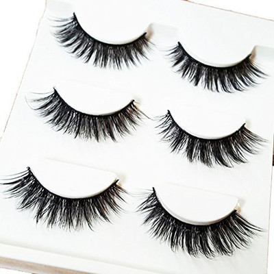 

Bluelans 3 Pairs Black Mink Natural Cross Long Thick Eye Lashes False Eyelashes(Pack of 1)