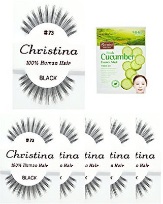Christina 6Packs Eyelashes 73 100 Human Hair Fake(Pack of 6)