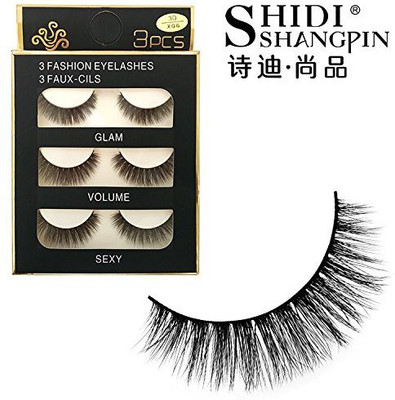 

Genuiskids 3 Pair 3D Real Mink Fur Eyelashes Cross Thick Handmade Natural False Lashes(Pack of 1)