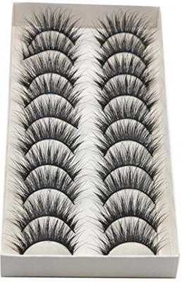 

Jujunx 10 Pairs Thick Long Cross Party False Eyelashes Black Band Fake Eye Lashes(Pack of 1)