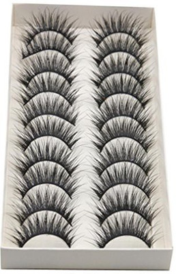 

Nomeni 10 Pairs Thick Long Cross Party False Eyelashes Black Band Fake Eye Lashes(Pack of 1)