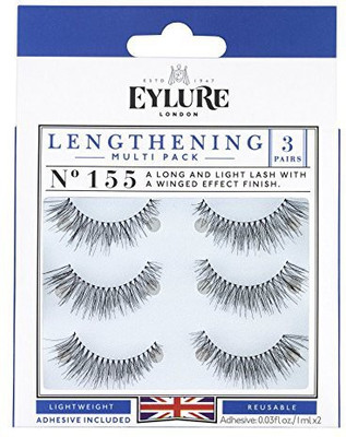 

Eylure Lengthening False Eyelashes Multipack Style No 155 Reusable Adhesive Included 3 Pair(Pack of 3)