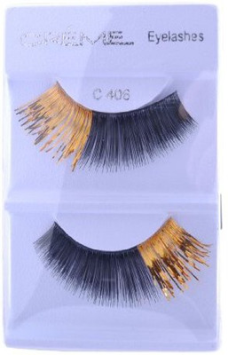 

Creme Color Eyelashes False Eyelash Metallic Black Gold C406(Pack of 1)