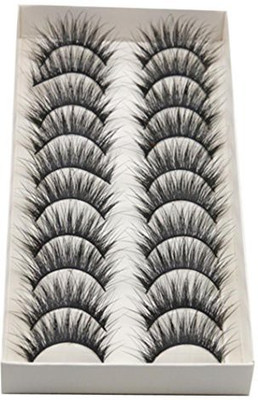 

Yjydada 10 Pairs Thick Long Cross Party False Eyelashes Black Band Fake Eye Lashes(Pack of 1)