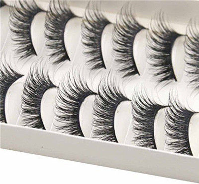 

Wensltd 10 Pairs Thick Long Cross Party False Eyelashes Black Band Fake Eye Lashes(Pack of 1)