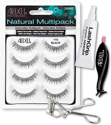 

Ardell Fake Eyelashes 110 Value Pack Natural Multipack Lashgrip Strip Adhesive Dual Lash Applicator Cameo Eyelash Curler(Pack of 4)