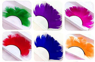 

Homanda Solid Color 6 Pairs Deluxe Party Stage Feather False Eyelashes Eye Lashes(Pack of 6)