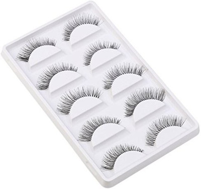 

Lookatool False Eyelashes 5 Pairs Thick Long Cross Party Black Band Fake Eye Lashes(Pack of 1)