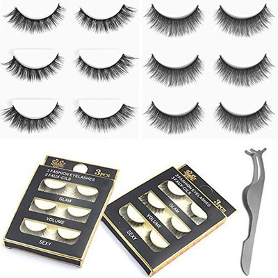 

Urbun 2 Styles 6 Pairs Multipack Luxurious Real Mink 3D Natural False Eyelashes With Clip Tweezer Cross Long Black Makeup Eye Lashes(Pack of 3)