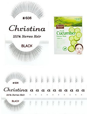 

Christina 12 Packs 606 100 Human Hair Fake Eyelashes(Pack of 1)