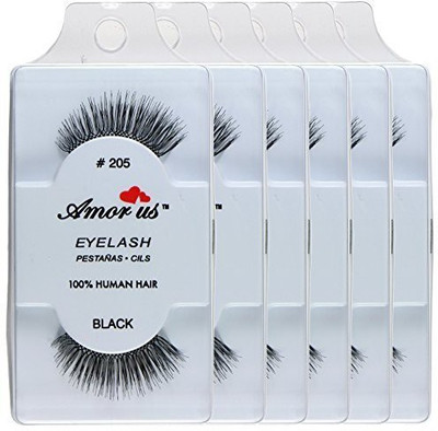 

Amorus 6 Pairs 100 Human Hair False Eyelashes Made In Indonesia 205(Pack of 6)