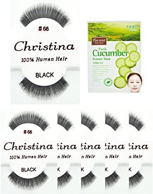 

Christina 6 Packs 66 100 Human Hair Fake Eyelashes(Pack of 6)