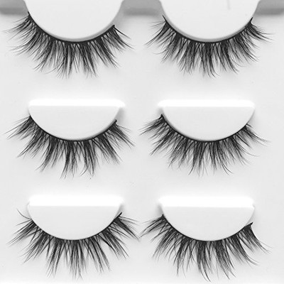 

Urbun 3 Pairs Luxurious Real Mink 3D Eyelashes Natural Volume Cross Thick False D03(Pack of 1)