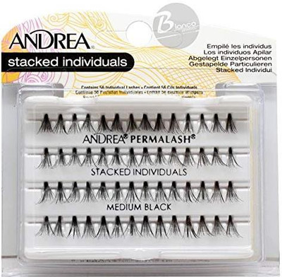 

Andrea Stacked Individuals Knotfree Medium Eyelashes Black(Pack of 1)