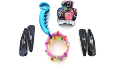 

Fashionable MEDIUM KOREAN Hair Claw, Banana Clip, Tic Tac Clip, Rubber Band(Multicolor)
