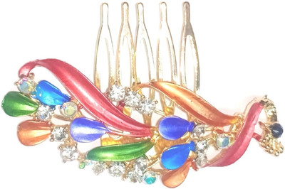 

GULZAR Fashion hair accessories crystal rhinestones insert peacock Design jewelry Hair Pin (Gold)PACK OF 1 MULTICOLOUR Hair Accessory Set(Gold)