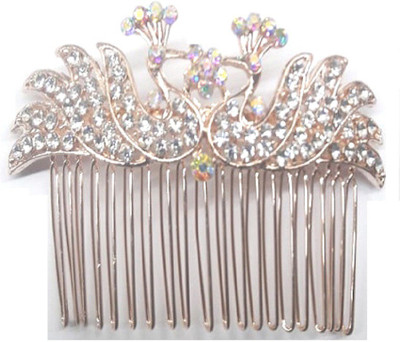 

GULZAR Fashion hair accessories crystal rhinestones insert peacock Design jewelry Hair Pin (Gold)PACK OF 1 Hair Accessory Set(Gold)