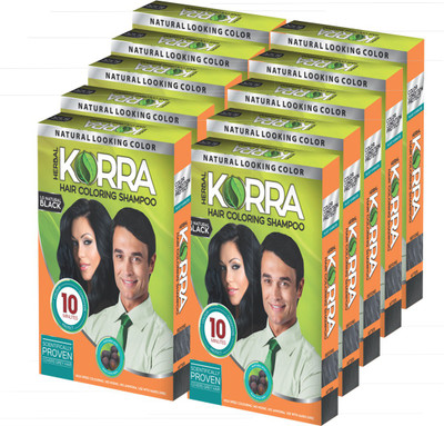 

Korra Herbocosmetic Hair Coloring Shampoo (1.0, Natural Black) (Pack of 30ml x 10's)(30 ml)