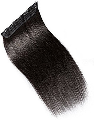 

JAGTEK Extension Straight With 5 piece clip / Synthetic Extensions For Women And Girls - 1 Pcs (Black) Hair Extension