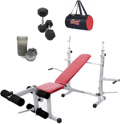 

Lifeline Multi Gym Bench 308 | Bundles With Gym Bag, Shaker Bottle And Hexa Dumbbell 5kg Home Gym Combo(100 - 120 kg)
