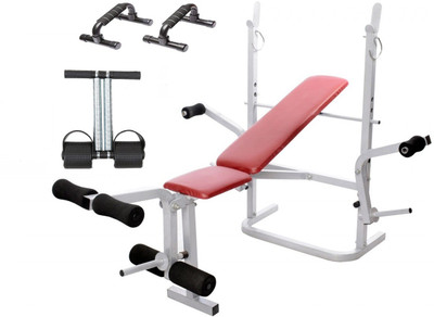 

Lifeline Multi Gym Bench 308 | Bundles With Push up Bar and Tummy Trimmer Home Gym Combo(100 - 120 kg)