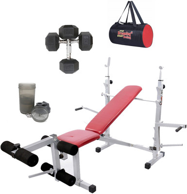 

Lifeline Multi Gym Bench 308 | Bundles With Gym Bag, Shaker Bottle and Hexa Dumbbell 7.5kg Home Gym Combo(100 - 120 kg)