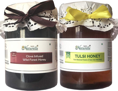 Farm Naturelle 815 GMS x 2 -Real Tulsi & Real Clove Infused Honey Combo Pack -Immense Medicinal Value(1630 g, Pack of 2)