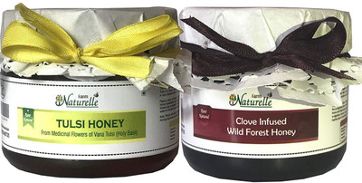

Farm Naturelle Real Clove Infused Forest Honey (400 GMS) and Real Vana Tulsi Forest Honey (400 GMS) Combo-Immense Medicinal Value(800 g, Pack of 2)