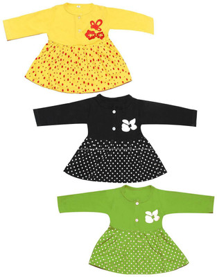 babeezworld Girls Midi/Knee Length Casual Dress(Multicolor, Full Sleeve)