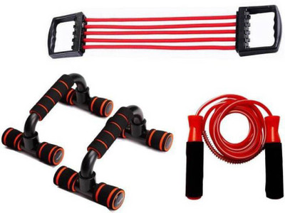 

N.VCOMMUNICATION24X7 Combo of Chest Expander, Push up Stand and Skipping Rope Gym Home Gym Kit