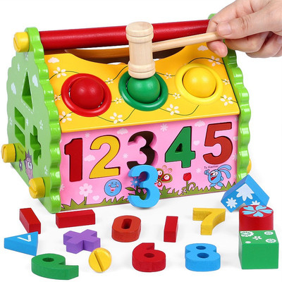 

Authfort Multifunction Digital Wisdom House Shape Knock Ball Houseeducational Wooden Toys for Kids 20 cm(Multicolor)