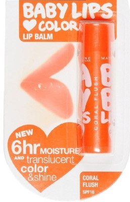 

Manarya Baby Lips Color (Coral Flush)SPF16 Orange(Pack of: 1, 4.5 g)